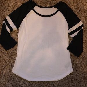 Black and white baseball tee